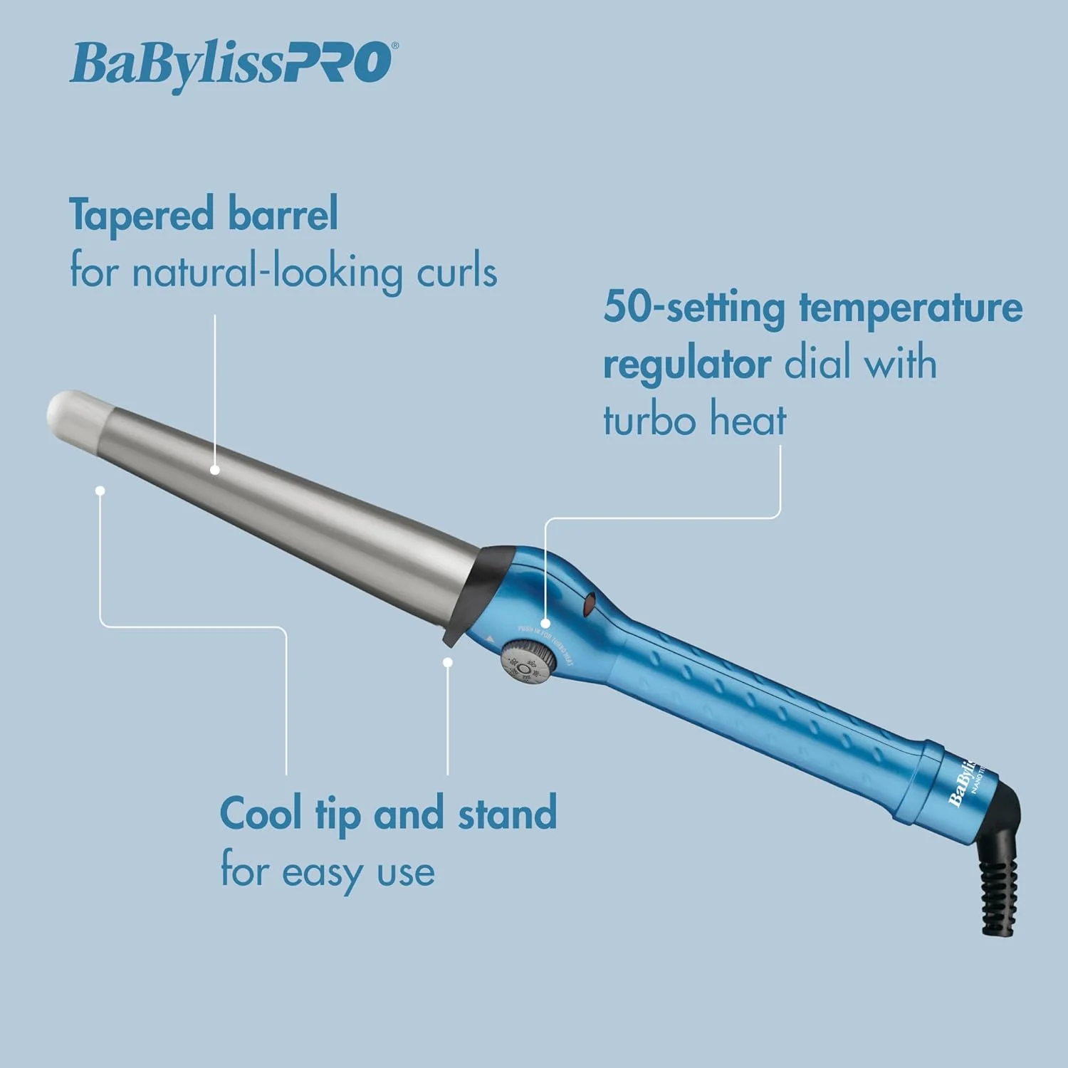 BaBylissPRO Nano Titanium ConiCurl Tapered Curling Wand 1.25" to 0.75" (BNT125TB) - Image 5