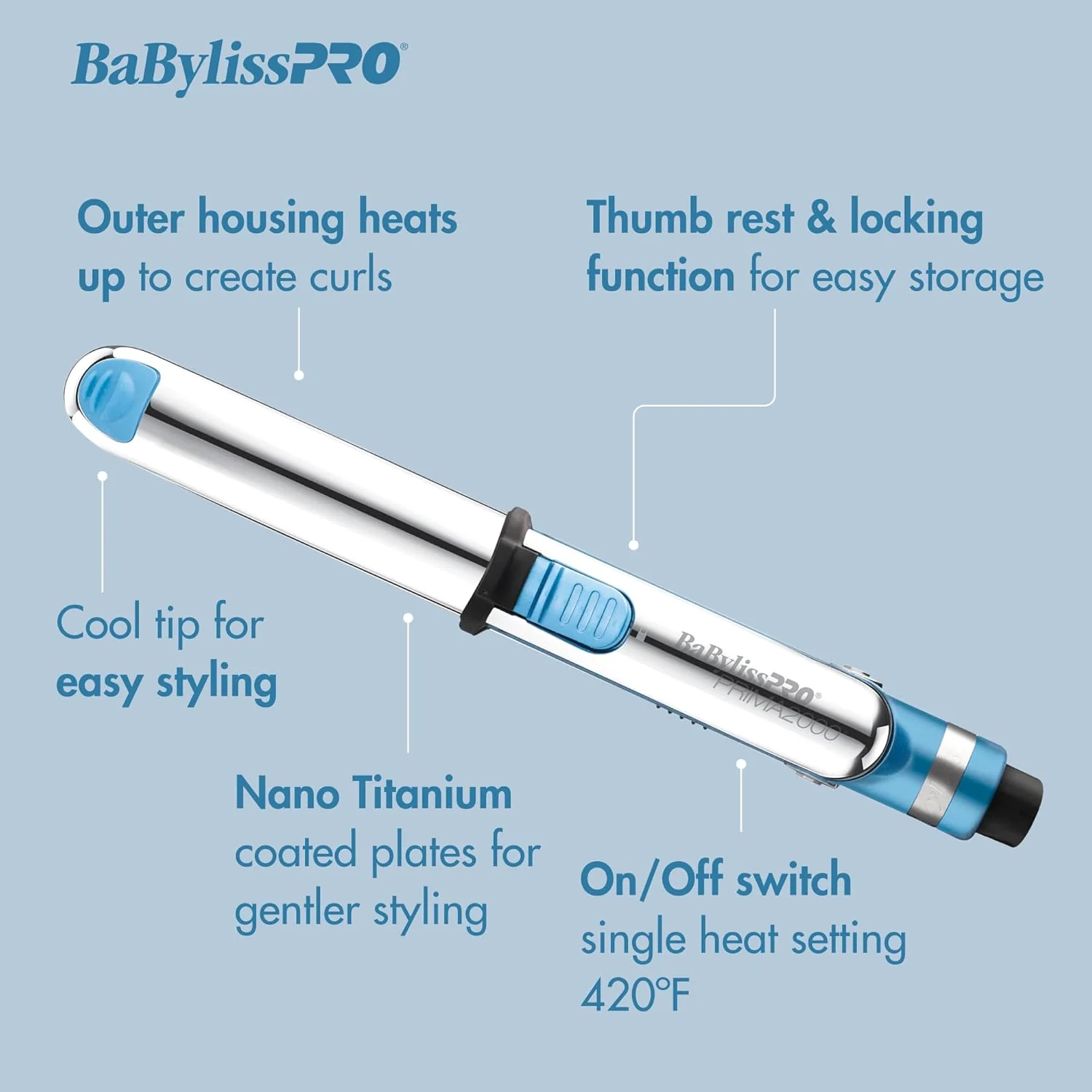 BaBylissPRO Nano Titanium Prima 2000 Mini Flat Iron 3/4" - Image 8