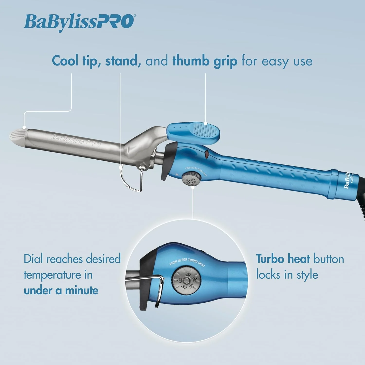 BaBylissPRO Nano Titanium Spring Curling Iron 1.25" (BNT125S) - Image 4