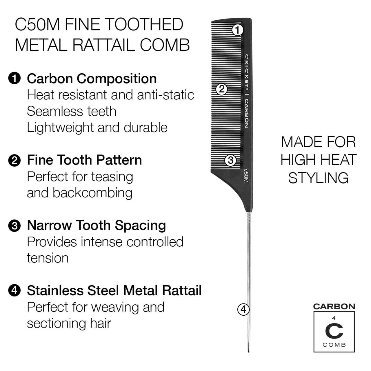 Cricket Carbon Static-Free & Heat Resistant Cutting Comb - Image 18