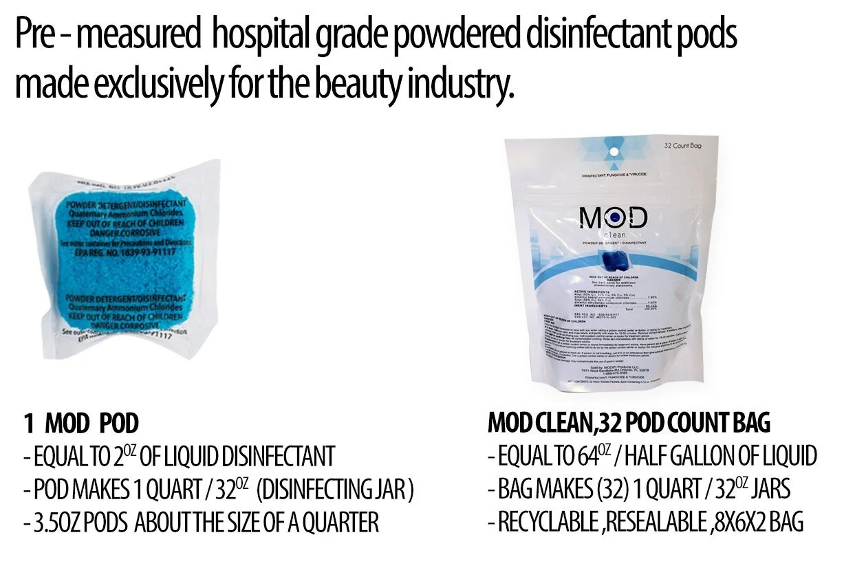 MOD Clean Eco-Friendly Salon & Barbershop Disinfectant, Fungicide & Virucide Water-Soluble Pods - Blue (32 pack) - Image 13