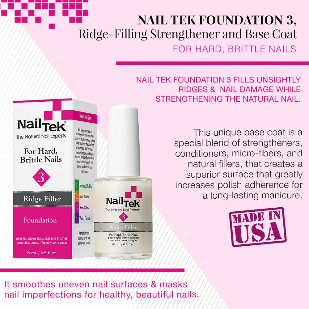 Nail Tek Foundation 3 Ridge Filler For Hard, Brittle Nails (15ml/0.5oz) - Image 3