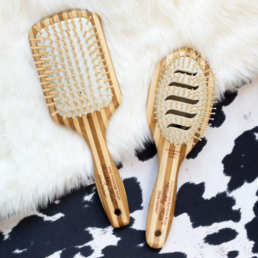 Olivia Garden Healthy Hair Eco Friendly Bamboo Ionic Paddle Brush (HH-P) - Image 11