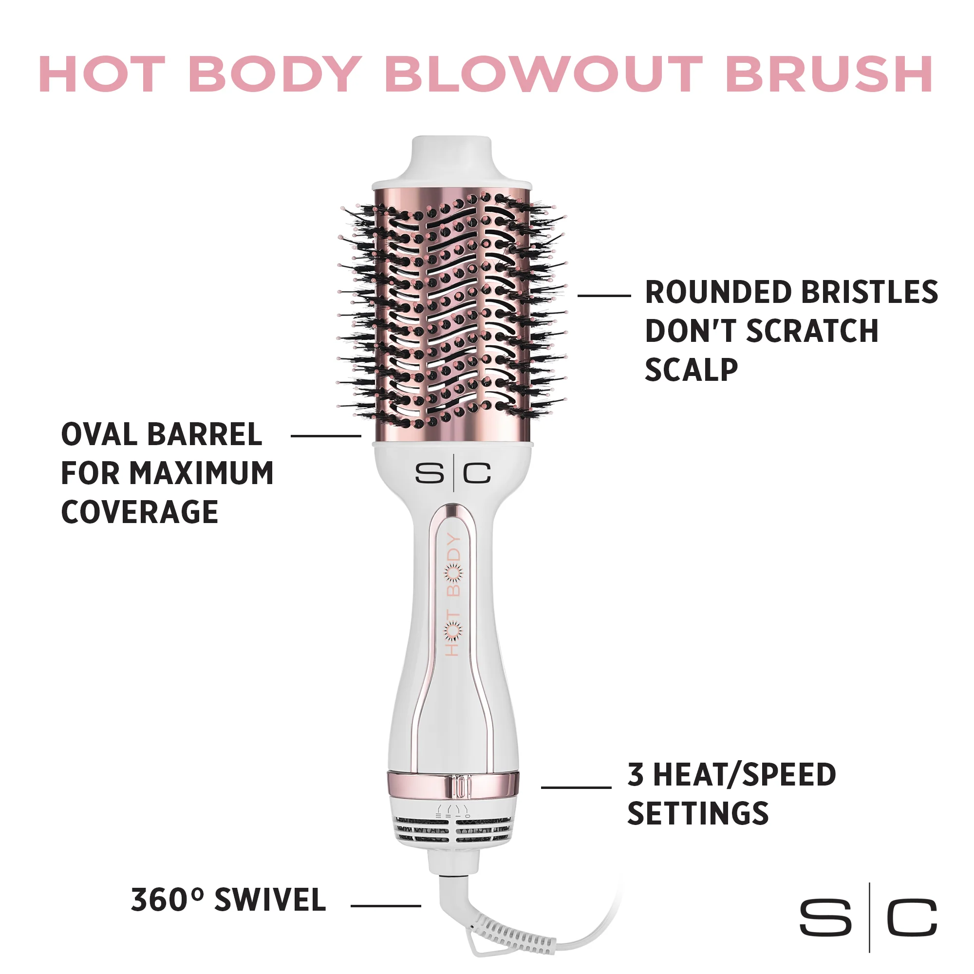 Stylecraft Hot Body Ionic 2-in-1 Blowout Brush - White (SCBDB) - Image 4