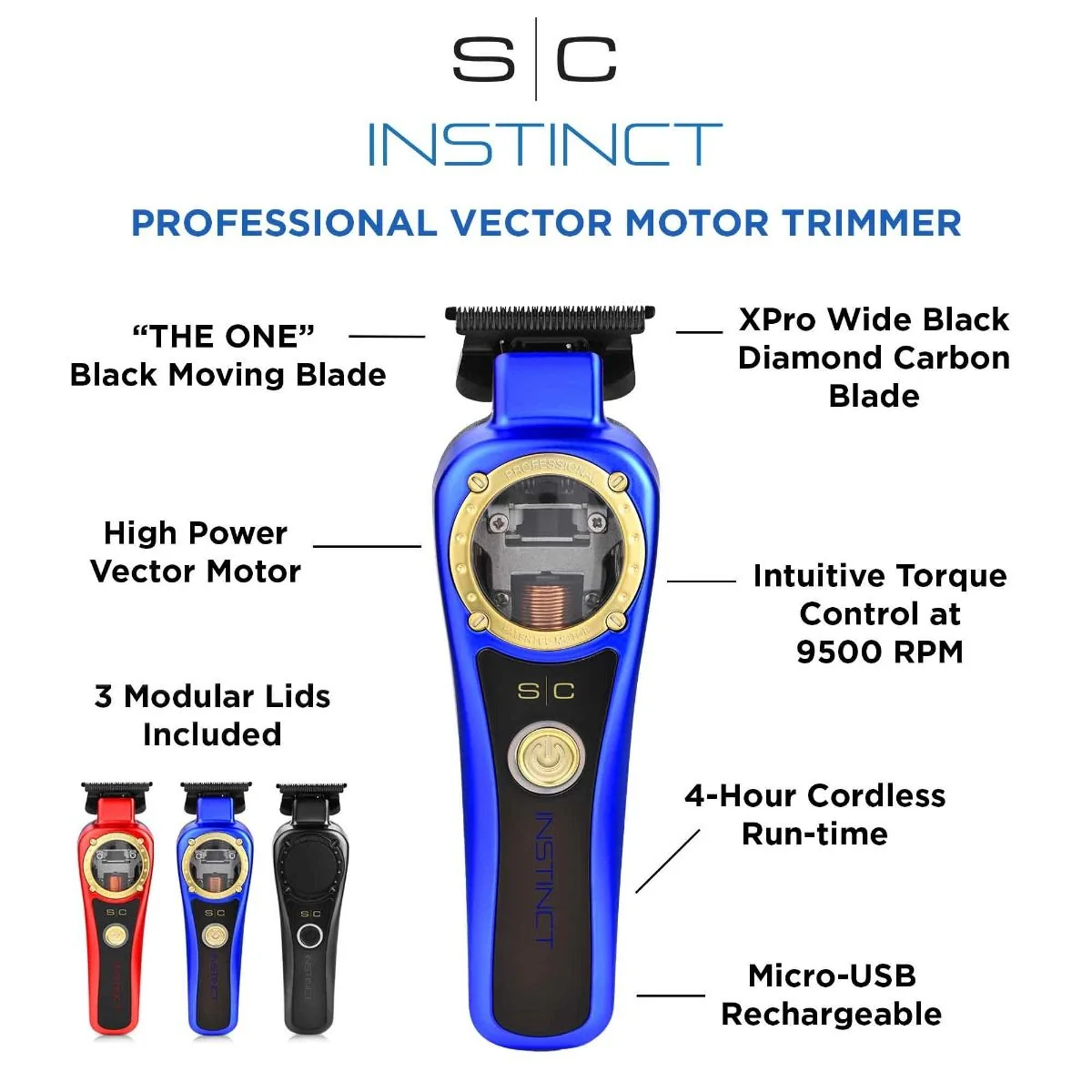 StyleCraft Instinct Cordless Trimmer w/ Vector Motor & Intuitive Torque Control (SC407M) - Image 12