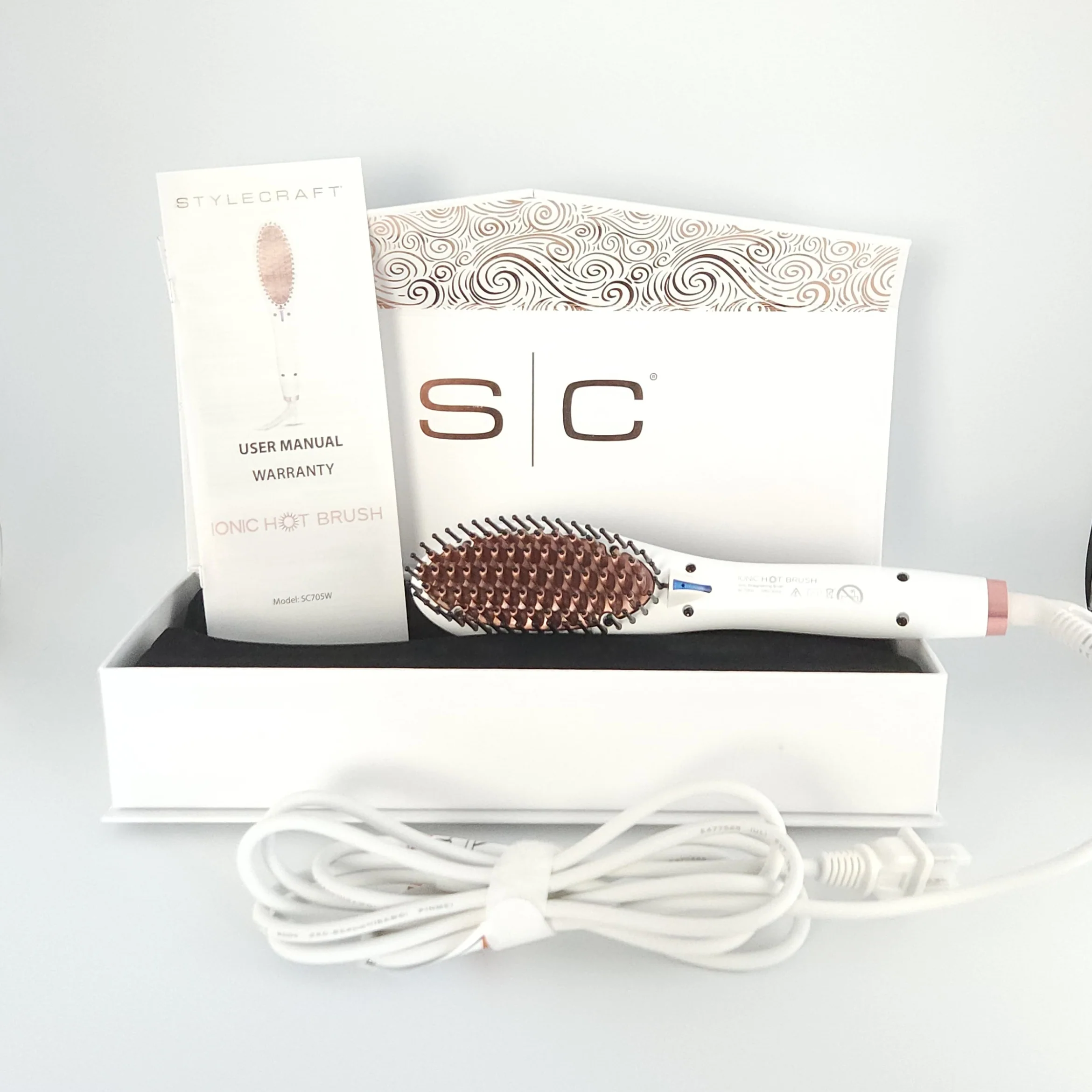 StyleCraft Ionic Straightening Hot Brush w/ Cool Tips & LED Display (SC705W) - Image 8