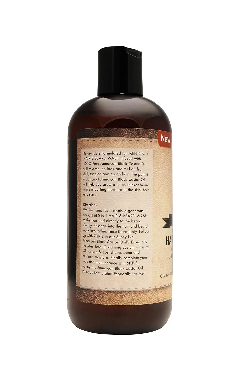 Sunny Isle Jamaican Black Castor Oil Formulated Just For Men 2-N-1 Hair & Beard Wash (360ml/12oz) - Image 3